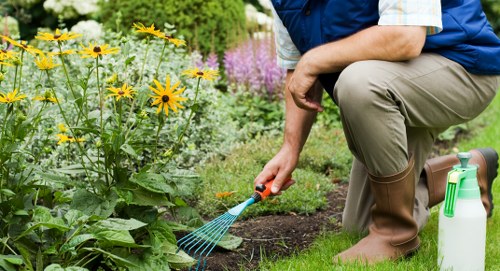 Private and stylish garden renovation in Hillingdon with screening plants